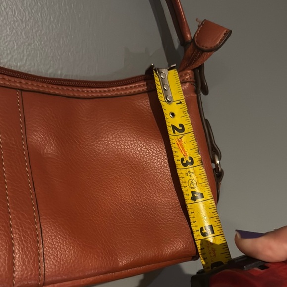 Orange Leather Shoulder Bag with Curved Strap - Picture 2 of 6